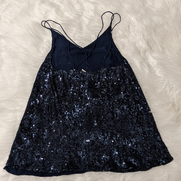 Free People blue sequins slip dress size small - Picture 3 of 7